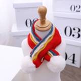 👉 Gebreide sjaal rood active kinderen baby's WJ8687 Kleurrijke gestreepte kindersjaal Winter babysjaal Warme sjaal, lengte (cm): ongeveer 65 cm (rood)