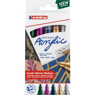 👉 Medium stuks active online only Edding acrylic marker set 5100 - metallic 5 4057305030962