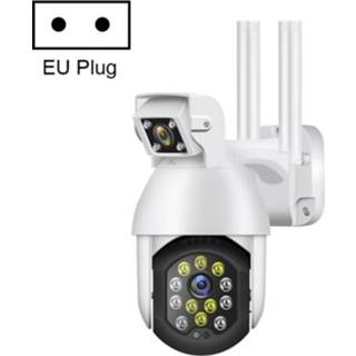 👉 Lens active QX41 1080P 2.0MP dubbele IP66 waterdichte panoramische PTZ WIFI-camera, ondersteuning dag en nacht Full Color&tweeweg spraakintercom&slim alarm&video afspelen&128GB TF-kaart, EU-stekker