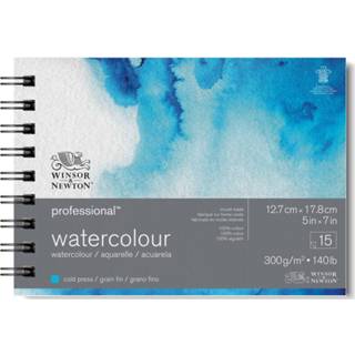 👉 Houten blok stuks active Winsor&Newton aquarelpapier 13x18 cm - spiraalbinding 884955076408