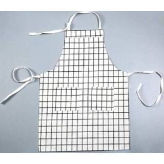 👉 Schort wit l active Simple Grid Dik Katoenen Keuken Bakken Huis Waterdichte Schort, Maat: (Wit Geruit)