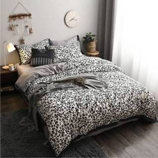 👉 Beddengoed active Modieus katoenen voor huishoudelijk gebruik, specificatie: bed van 1,8 of 2 meter (vierdelige set) (luipaardmeisje)