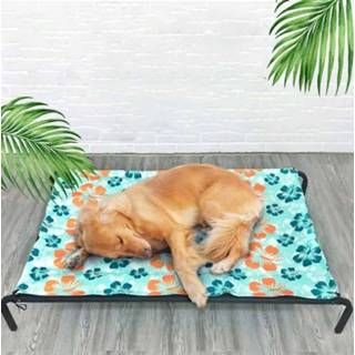 👉 Zomer pet steel active Bed Hond Stalen Frame Mat, Specificatie: Ice Pad + Mesh Frame, Maaswijdte: L 90x69x21cm