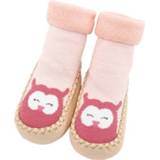 👉 Babyslofjes roze antislip active baby's kinderen Herfst en winter verdikte badstof sokken zachte bodemsokken voor kinderen, maat: basislengte 12 CM (roze uil)