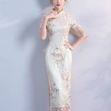 👉 Avondjurk m active vrouwen Oosterse Chinese Stijl Dames Elegante Qipao Sexy Bruiloft Cheongsam, Maat: M, Stijl: Splitrok
