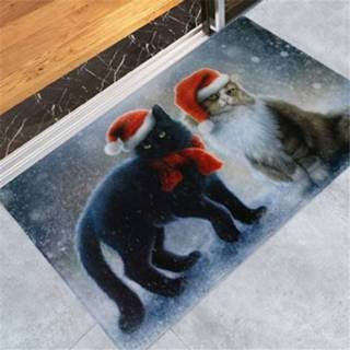 👉 Kerstpatroon antislip active Huishoudelijke vloermatten voor huisdecoratie, afmeting: 40x60cm (kerstkat)