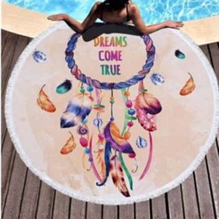 👉 Strandlaken active Dream Catcher Series Pattern Circulaire Microfiber met Kwastje, Geschikt voor Zwemmen / Badkamer Picknick (Dream 7)