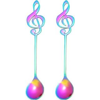 👉 Lepel RVS titanium active 2 STUKS Creatieve Muzieknoot Koffie Roeren Scoop Muziek Bar Gift (Kleurrijk)