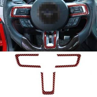 👉 Stuurwiel koolstofvezel active 3 in 1 Auto Knop Decoratieve Sticker voor Ford Mustang