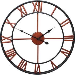 👉 Wandklok IJzer active 60cm retro woonkamer ronde Romeinse cijfers mute decoratieve (brons)