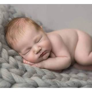 👉 Wollen deken grijs active baby's mannen 50x50cm pasgeboren baby gebreide fotografie rekwisieten dikke mandvuller (grijs)