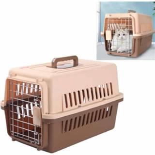 👉 Flightcase beige active Pet Supplies voor honden en katten, afmeting: 58x37x37cm (beige + koffie)