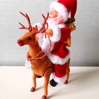 👉 Kerstcadeau active Kerstman rijden herten met muziek elektrische speelgoed vakantie decoratie