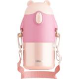 👉 Thermosfles active kinderen Cartoon Bear draagbare roestvrijstalen met rietje (perzikroze)