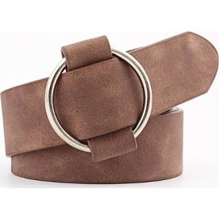 👉 Riem PU active vrouwen Casual naaldloze ronde gesp brede lederen voor dames, riemlengte: 103cm (koffie)