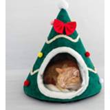 👉 Spons groen klein active Driedimensionale Kerstmuts Vormige Pet Bed Nest Warmte Benodigdheden, Maat: 38x45cm (Groen)