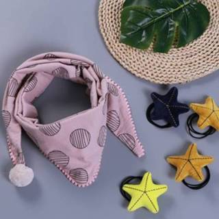 👉 Sjaal roze active jongens meisjes Herfst en winter katoenen kanten rand wilde warme driehoekige met bontballen, lengte (cm): 80-100cm (lichtroze cirkel)