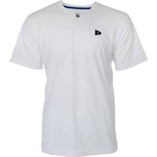 👉 Sportshirt active mannen wit korenblauw Donnay Heren - V-neck Sport shirt (cool dry) Wit/korenblauw 8717528097901