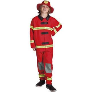 👉 Verkleedpak rood Boland Brandweer Junior Maat 128-140 8712026822413