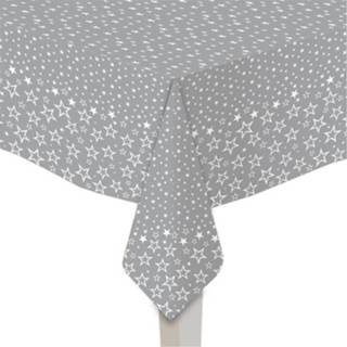 👉 Tafel kleed papieren zilver active witte wegwerp tafelkleden kerst thema met sterren 140 x 220 cm