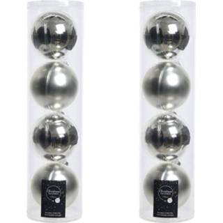 👉 Kerstbal zilveren glas zilver 8x glazen kerstballen 10 cm - Mat/matte 8720276295512