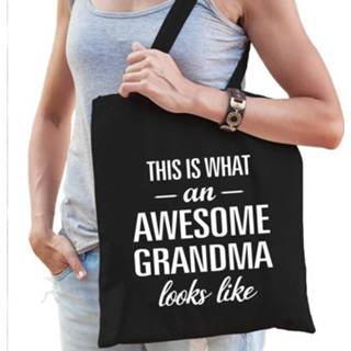 👉 Katoenen tas katoen zwart senioren Awesome grandma / geweldige oma grootmoeder cadeau 8720147960174