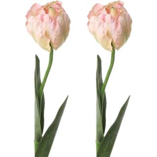 👉 Kunstbloem roze 2x tulp lichtroze 62 cm