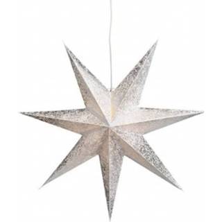 👉 Kerstversiering zilveren One Size zilver 2x stuks kerststerren 60 cm - hangdecoraties 8720276271127