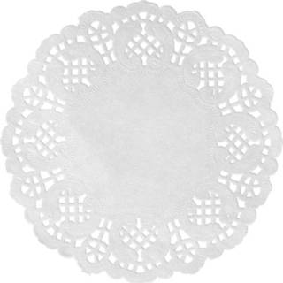 👉 Placemat active witte 20x bruiloft tafeldecoratie versiering placemats 35 cm rond kant