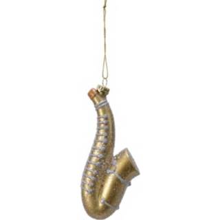 Saxofoon goud active 1x Kerstboomversiering ornamenten 12 cm