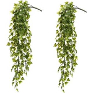 👉 Kunstplant groene kunststof groen 2x klimop hedera hangplant / tak 75 cm UV bestendig 8720147909104