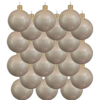 👉 Kerstbal parel glans active 18x Glazen kerstballen licht parel/champagne 6 cm kerstboom versiering/decoratie
