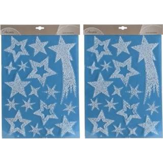 👉 2x Kerst raamstickers/raamdecoratie glitter sterren 30 x 40 cm