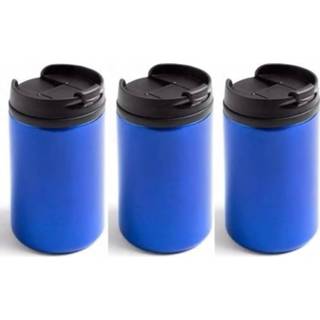 👉 Thermosbeker blauw 3x Thermosbekers zonder handvat metallic 320 ml