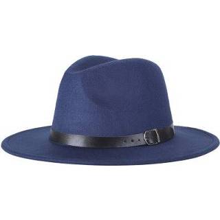 👉 Hoed zwart blauw active mannen vrouwen Heren Fedora Dames Jazz Wollen Blend Cap Outdoor Casual (Blauw)