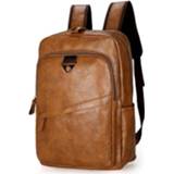 👉 Backpack bruin zwart PU leather large Fashion Men Vintage Brown Waterproof Solid Black Back Pack Male Backbag 2020