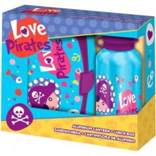 👉 Blauw aluminium kunststof kinderen Kids Licensing Lunchset Love Pirates 2-delig 8435507828994