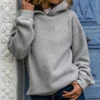 Blous grijs XL active Modieuze blouse met capuchon en lange mouwen (kleur: grijs, maat: XL)
