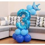 👉 Folie blauw active Nummer Ballon Gelukkige Verjaardag Decoratie (Blauw)