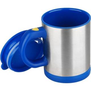 👉 Mok blauw active 400 ml Mokken Automatische Elektrische Zelf Roerende Kopje Koffie Melk Mengen Slimme Roestvrijstalen Sapmixbeker Drinkware (Diepblauw)