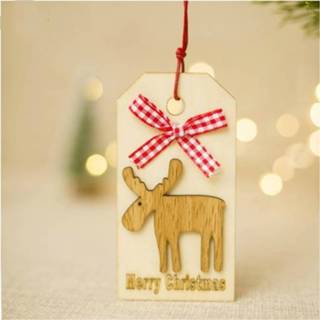 👉 Ornament houten active 2 STUKS Kerst Ambachten Creatieve Teken Ornamenten Kerstboom Decoratie Bord (Fawn)