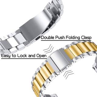 👉 Stalen band zilver goud Strap-it® Garmin Venu SQ - bandbreedte 20mm zilver/goud 8720391661209