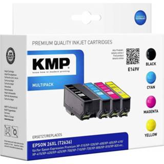👉 Inkt cartridge zwart cyaan magenta geel KMP combipack vervangt Epson 26XL Compatibel Zwart, Cyaan, Magenta, E149V 1626,4050 4011324162653