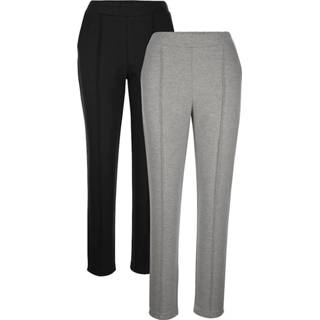 👉 Joggingbroek effen vrouwen optimale bewegingsvrijheid Joggingbroeken per 2 stuks Harmony Zwart::Grijs 4055706277467