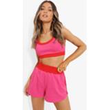 👉 Contrasterende Crop Top & Shorts Set, Pink