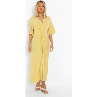 👉 Gedraaide Midi Blouse Jurk, Lemon