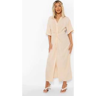 👉 Blousejurk stone Gedraaide Midi Blouse Jurk, 1827216522