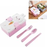 👉 Voedsel doos roze active kinderen 2 STUKS Cartoon Tarwestro Bento Box Uitgaan Divisie Complementaire Voedseldoos Milieuvriendelijk Gezonde Kantoormedewerker Student Lunchbox (Roze)