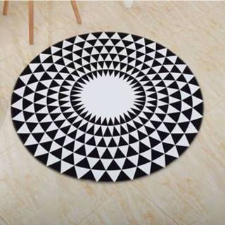 👉 Tapijt zwart witte antislip active Modern huis rond eenvoudig print geometrisch patroon zacht tapijt, afmeting: 60cm (zwart-witte driehoek)