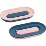 👉 Afvoer rood blauw active 2 stks / set dubbellaagse huishoudelijke zeepkist badkamer creatieve draagbare zeephouder (rood blauw)